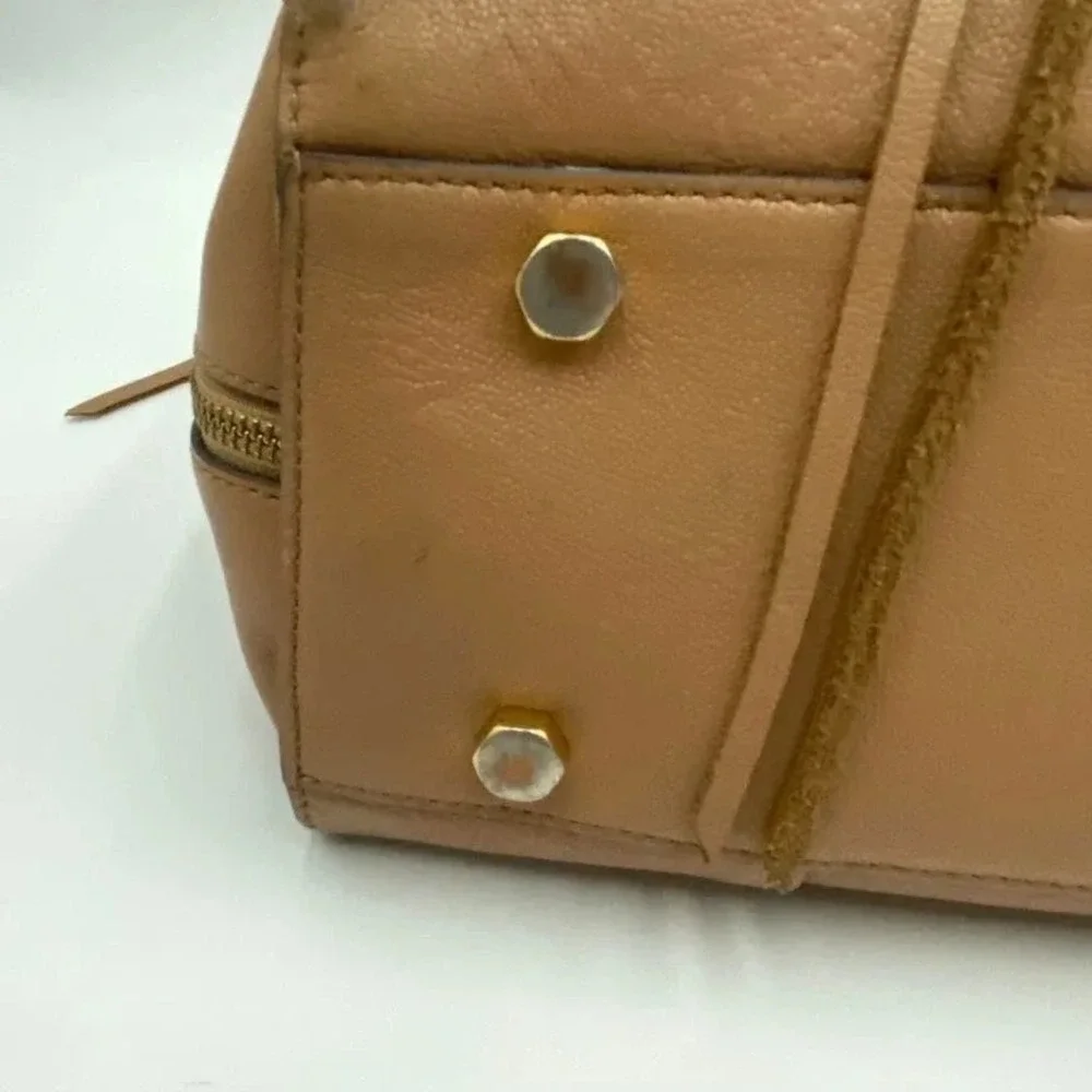Rebecca Minkoff Tote Bag‎ Womens Tan Leather Zip Sides Shoulder Purse Handbag